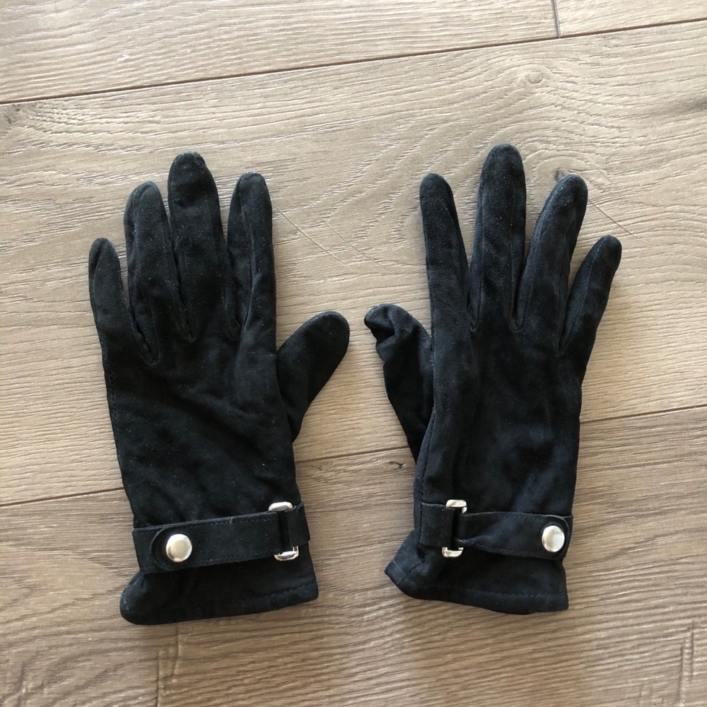 Thinsulate. Black Leather Suede Gloves.